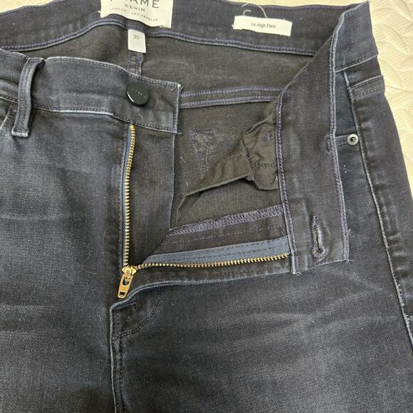 Frame Denim Le High Flare Jeans Womens 30 Dark Wash Cowgirl Rockabilly Boho USA - Picture 6 of 13